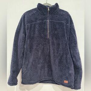 LL Bean Navy Blue Teddy Zip Pullover Size M